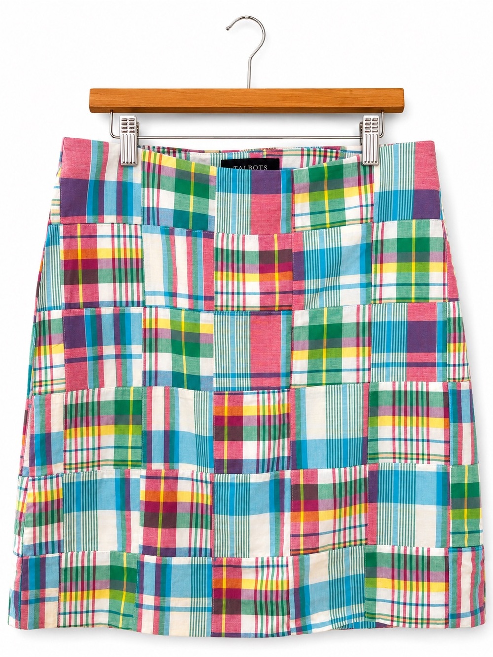Talbots Multicolor Madras Plaid Mini Skirt - Teal, Pink, Green, Blue